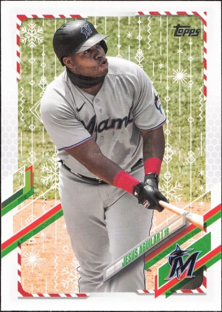 Jesus Aguilar 2021 Topps Holiday #HW173 Baseball Trading Card - Front 2021 Topps Holiday Jesus Aguilar #HW173 baseball trading card front