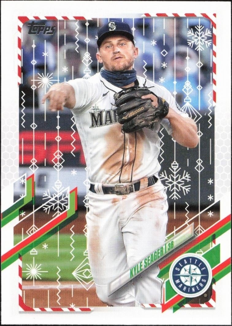 Kyle Seager 2021 Topps Holiday #HW92 Baseball Trading Card - Front 2021 Topps Holiday Kyle Seager #HW92 baseball trading card front