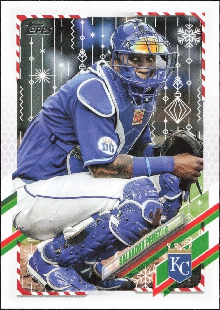 Salvador Perez 2021 Topps Holiday #HW140 Baseball Trading Card - Front 2021 Topps Holiday Salvador Perez #HW140 baseball trading card front