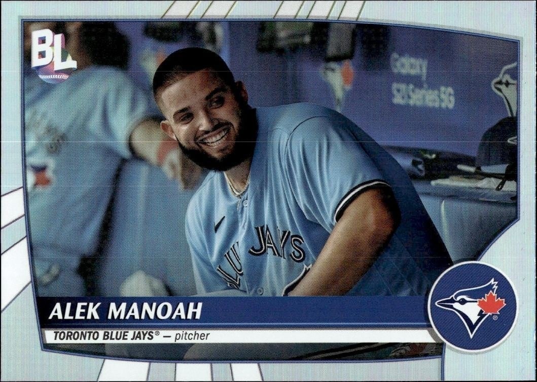 Alek Manoah 2023 Topps Big League #220 Baseball Trading Card - Front 2023 Topps Big League Alek Manoah #220 baseball trading card front