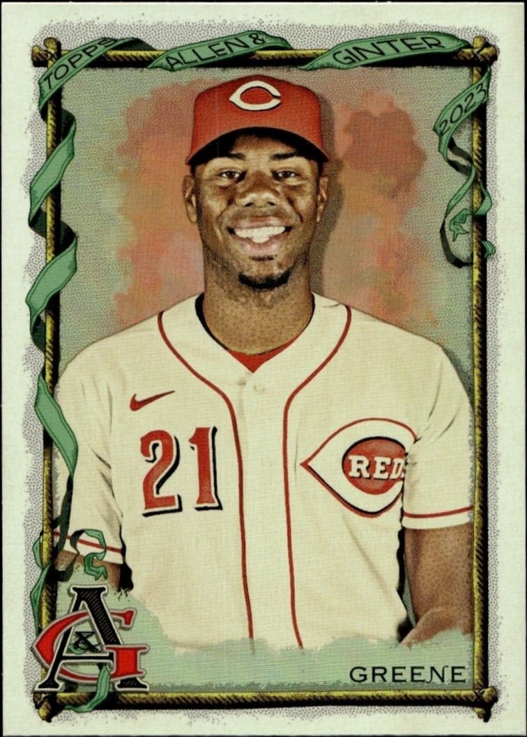 Hunter Greene 2023 Topps Allen & Ginter #182 Baseball Trading Card - Front 2023 Topps Allen & Ginter Hunter Greene #182 baseball trading card front