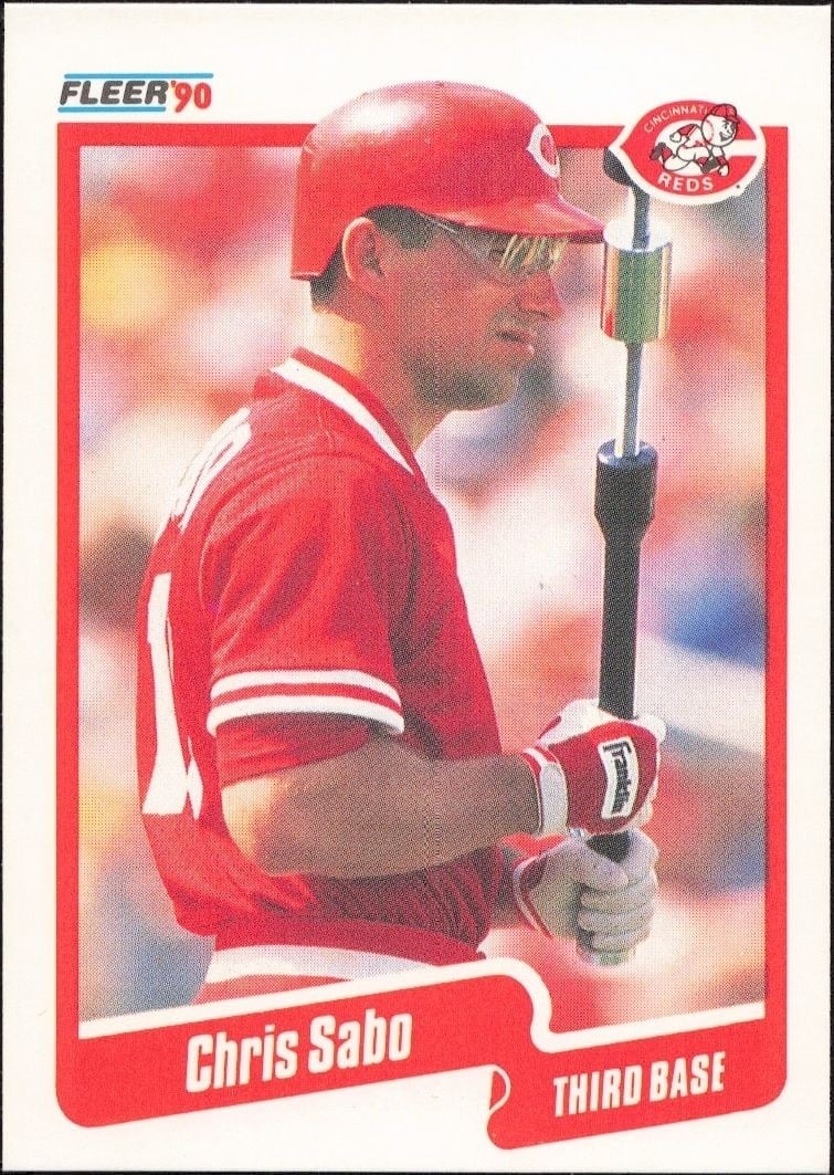 Chris Sabo 1990 Fleer #433 Baseball Trading Card - Front 1990 Fleer Chris Sabo #433 baseball trading card front