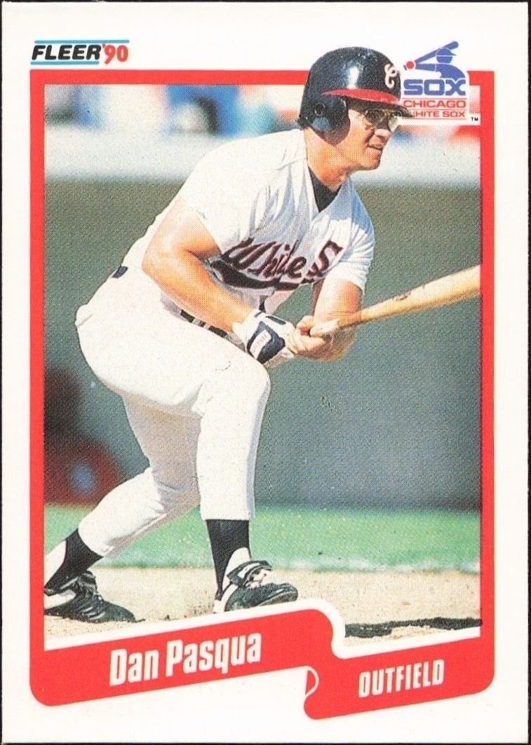 Dan Pasqua 1990 Fleer #544 Baseball Trading Card - Front 1990 Fleer Dan Pasqua #544 baseball trading card front