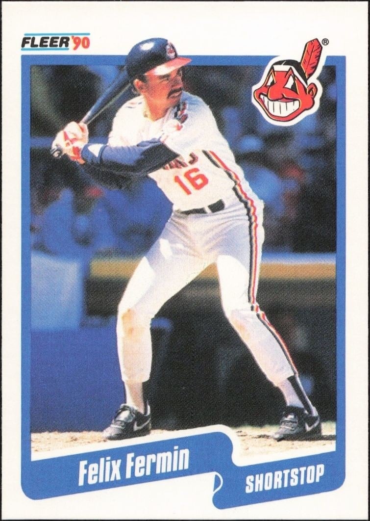 Felix Fermin 1990 Fleer #492 Baseball Trading Card - Front 1990 Fleer Felix Fermin #492 baseball trading card front