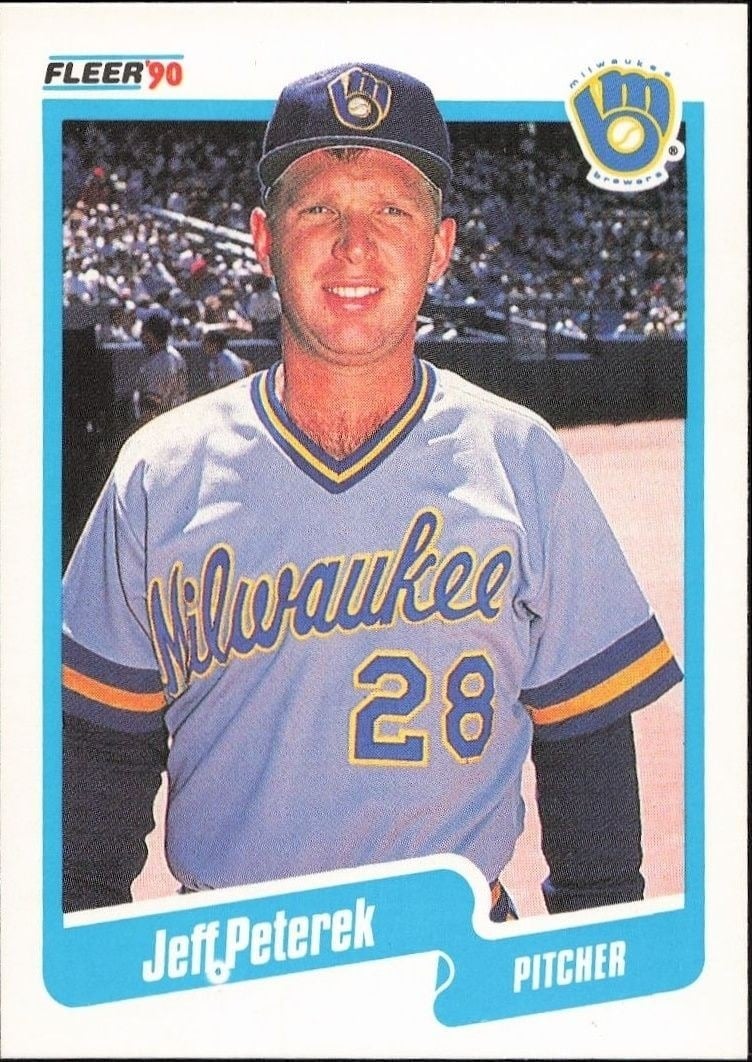 Jeff Peterek 1990 Fleer #333 Baseball Trading Card - Front 1990 Fleer Jeff Peterek #333 baseball trading card front