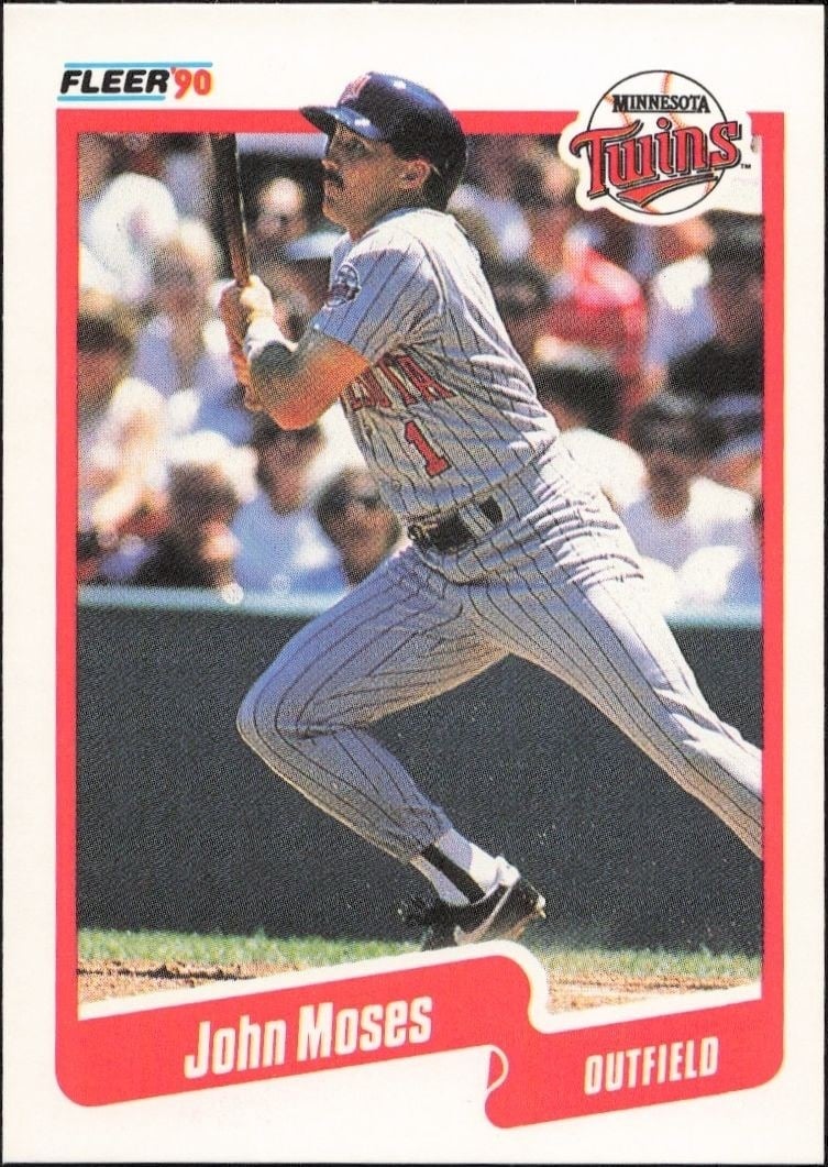 John Moses 1990 Fleer #381 Baseball Trading Card - Front 1990 Fleer John Moses #381 baseball trading card front