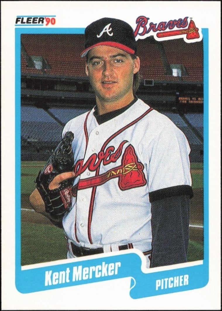 Kent Mercker 1990 Fleer #590 Baseball Trading Card - Front 1990 Fleer Kent Mercker #590 baseball trading card front