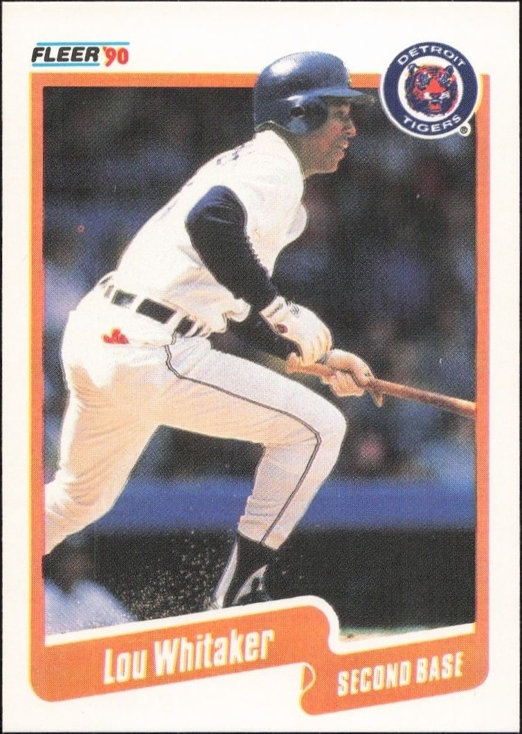 Lou Whitaker 1990 Fleer #619 Baseball Trading Card - Front 1990 Fleer Lou Whitaker #619 baseball trading card front