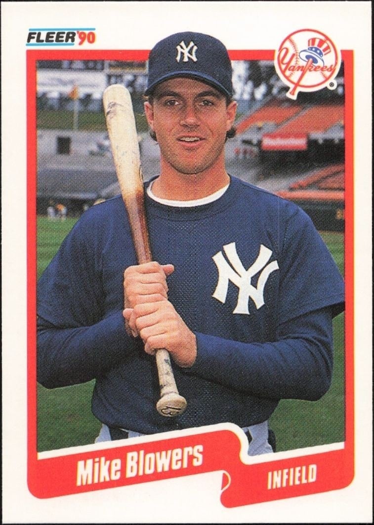 Mike Blowers 1990 Fleer #438 Baseball Trading Card - Front 1990 Fleer Mike Blowers #438 baseball trading card front
