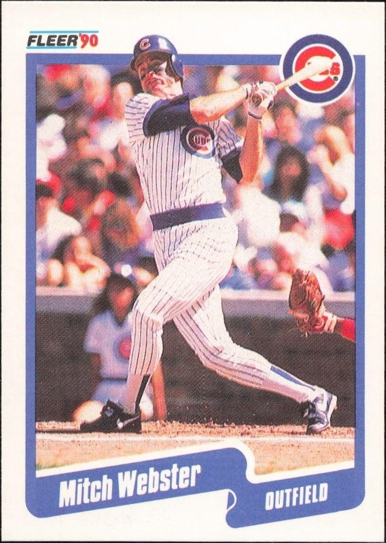 Mitch Webster 1990 Fleer #45 Baseball Trading Card - Front 1990 Fleer Mitch Webster #45 baseball trading card front