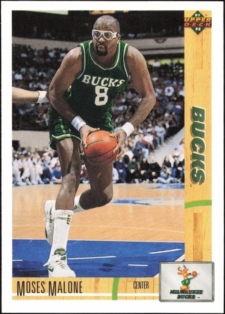 Moses Malone 1991-92 Upper Deck #402 Basketball Trading Card - Front 1991-92 Upper Deck Moses Malone #402 basketball trading card front