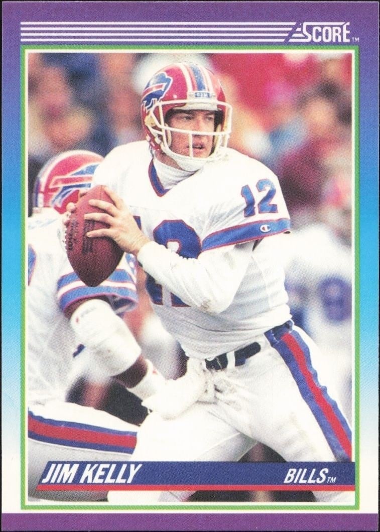 Jim Kelly 1990 Score #112 Football Trading Card - Front 1990 Score Jim Kelly #112 football trading card front