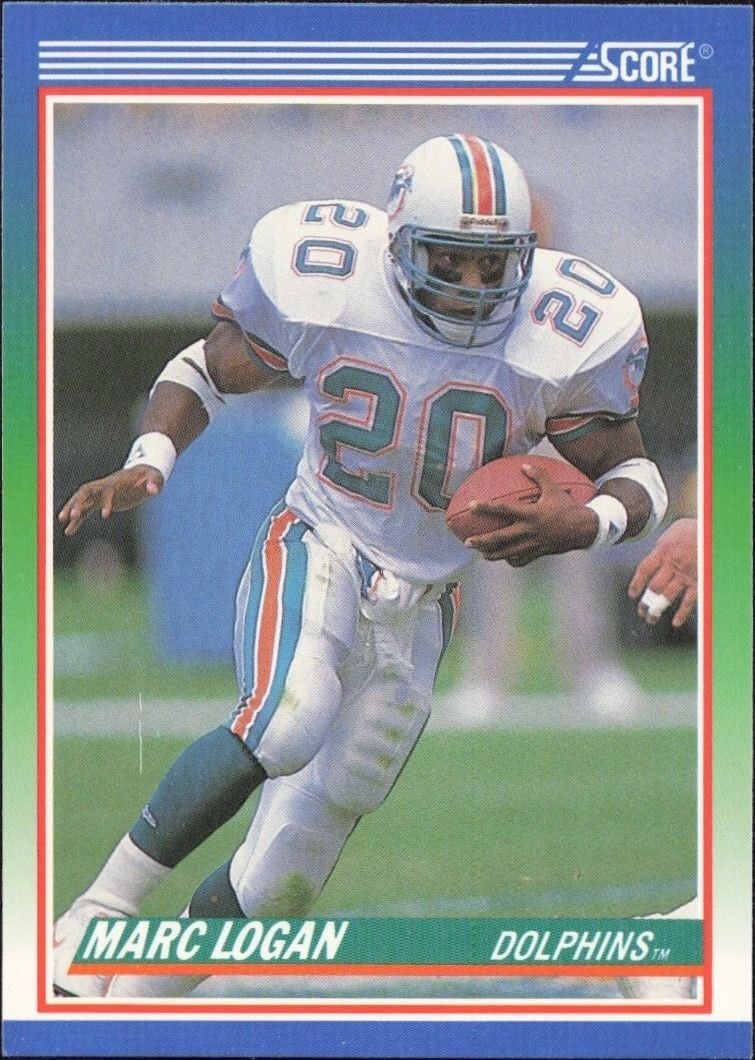 Marc Logan 1990 Score #336 Football Trading Card - Front 1990 Score Marc Logan #336 football trading card front