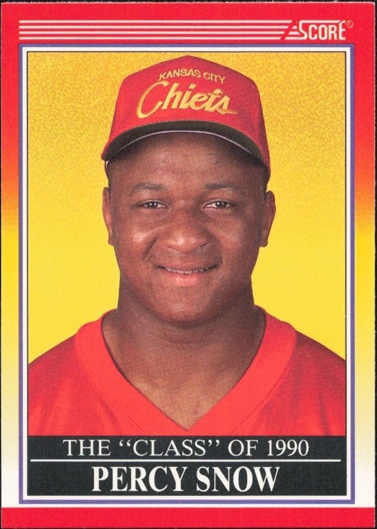 Percy Snow 1990 Score #606 Football Trading Card - Front 1990 Score Percy Snow #606 football trading card front