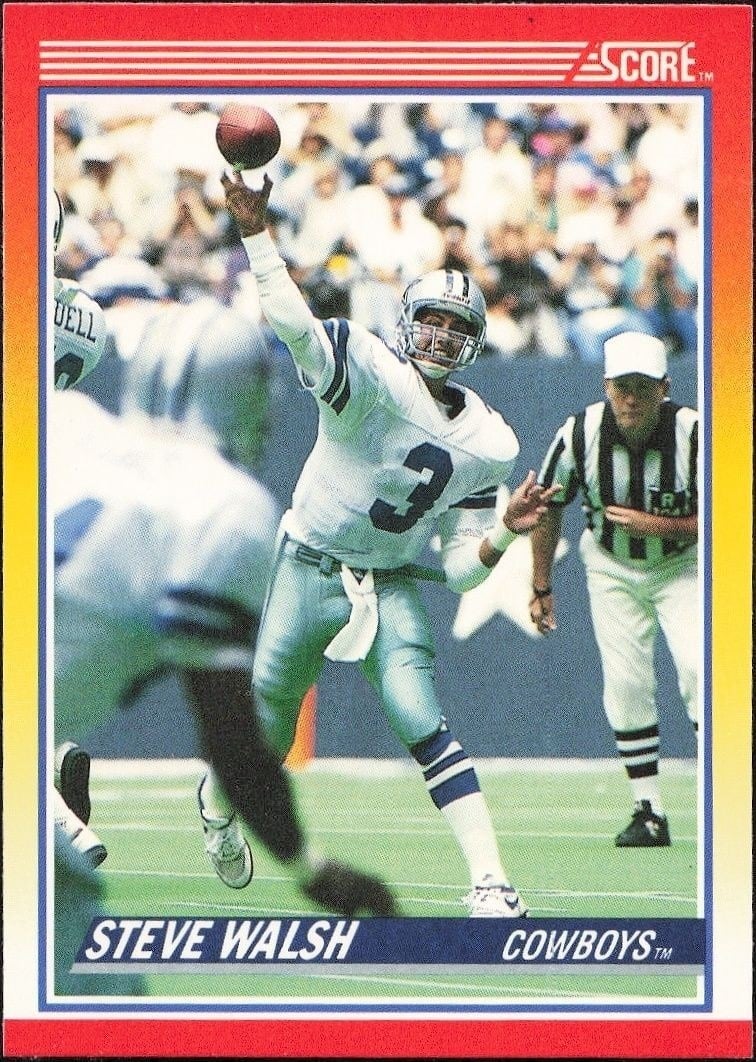 Steve Walsh 1990 Score #231 Football Trading Card - Front 1990 Score Steve Walsh #231 football trading card front