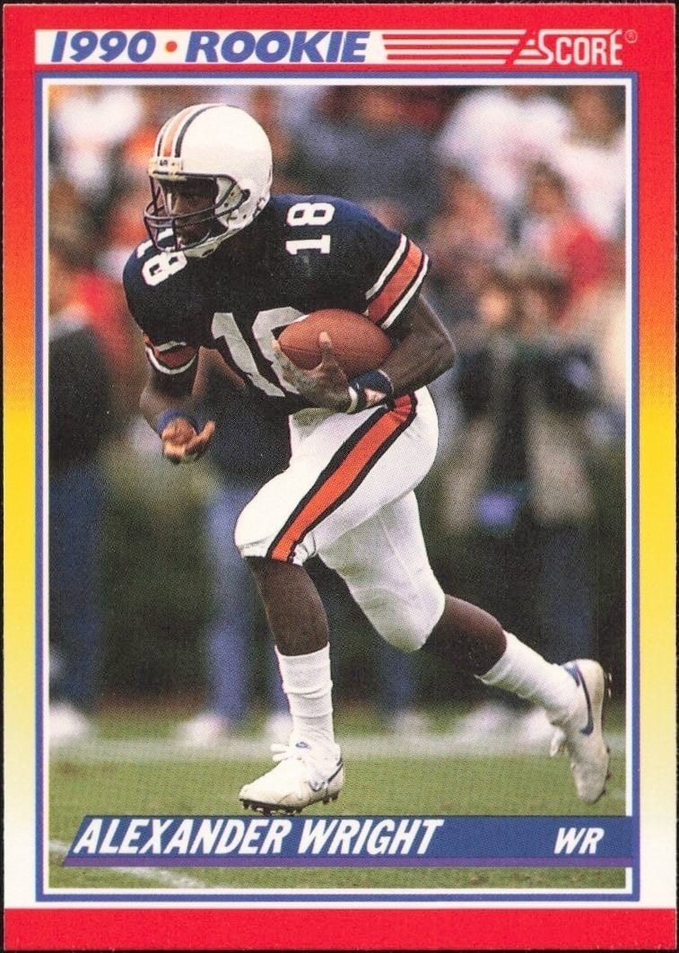 Alexander Wright 1990 Score #621 Football Trading Card - Front 1990 Score Alexander Wright #621 football trading card front