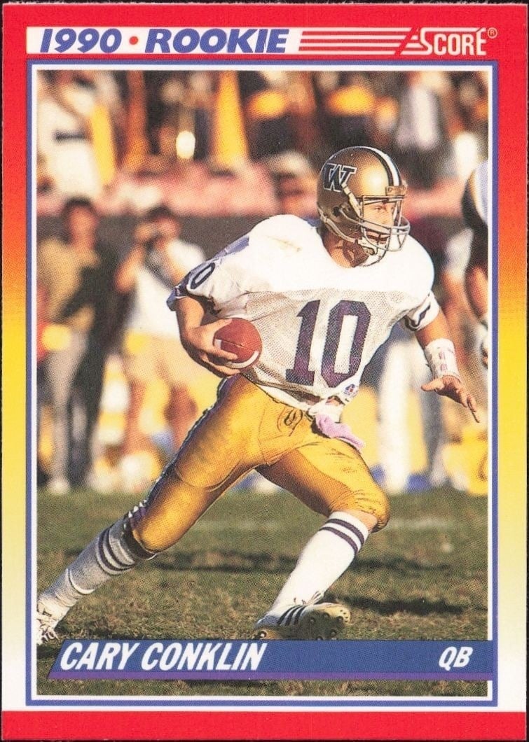 Cary Conklin 1990 Score #645 Football Trading Card - Front 1990 Score Cary Conklin #645 football trading card front