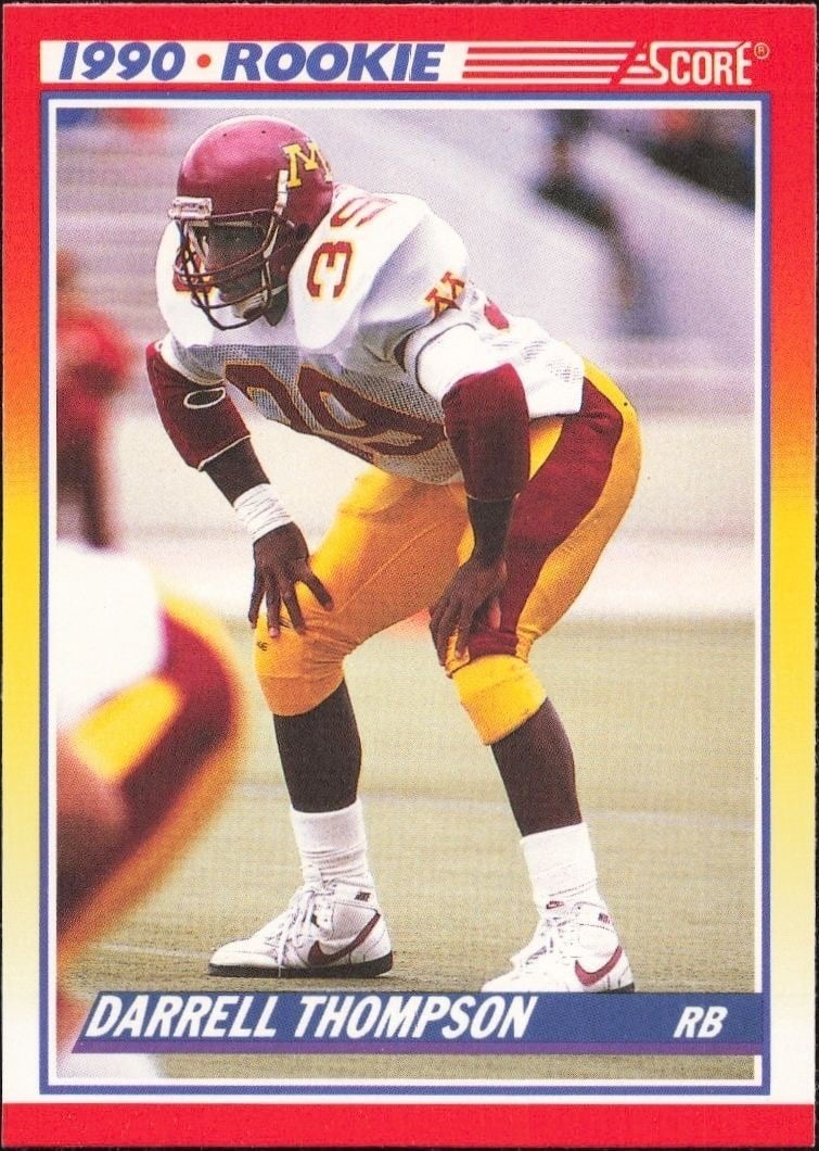 Darrell Thompson 1990 Score #636 Football Trading Card - Front 1990 Score Darrell Thompson #636 football trading card front