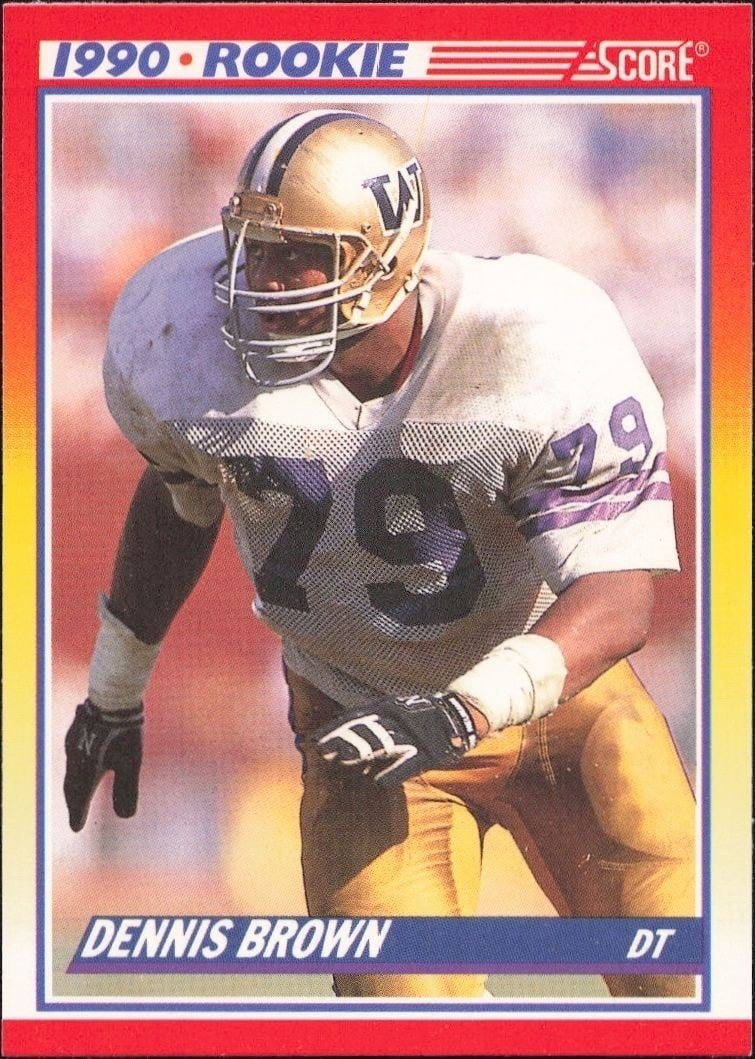 Dennis Brown 1990 Score #640 Football Trading Card - Front 1990 Score Dennis Brown #640 football trading card front