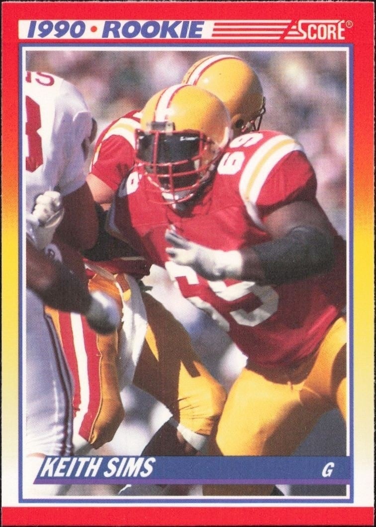 Keith Sims 1990 Score #648 Football Trading Card - Front 1990 Score Keith Sims #648 football trading card front