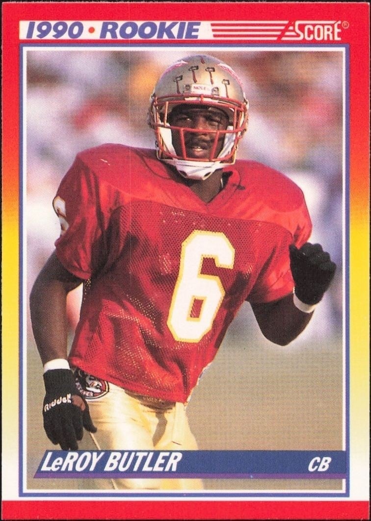 LeRoy Butler 1990 Score #619 Football Trading Card - Front 1990 Score LeRoy Butler #619 football trading card front