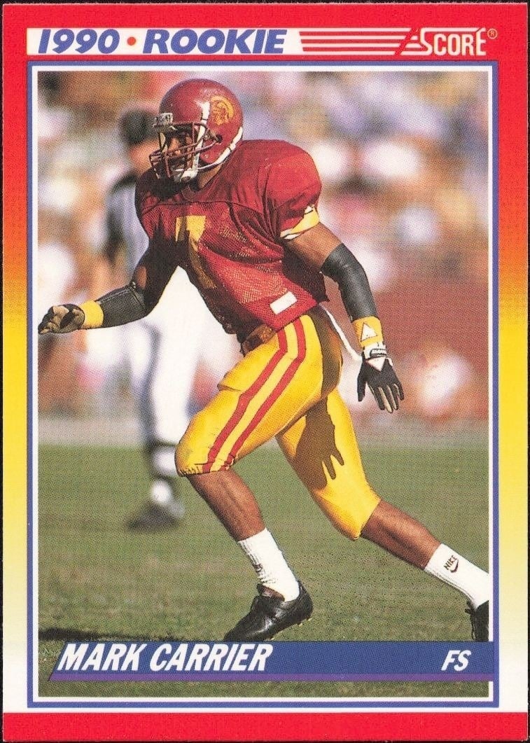 Mark Carrier 1990 Score #627 Football Trading Card - Front 1990 Score Mark Carrier #627 football trading card front