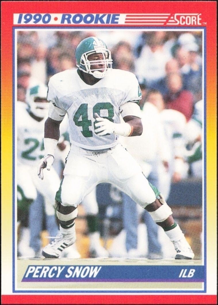 Percy Snow 1990 Score #305 Football Trading Card - Front 1990 Score Percy Snow #305 football trading card front