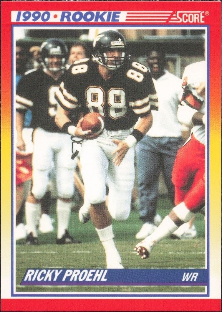 Ricky Proehl 1990 Score #654 Football Trading Card - Front 1990 Score Ricky Proehl #654 football trading card front