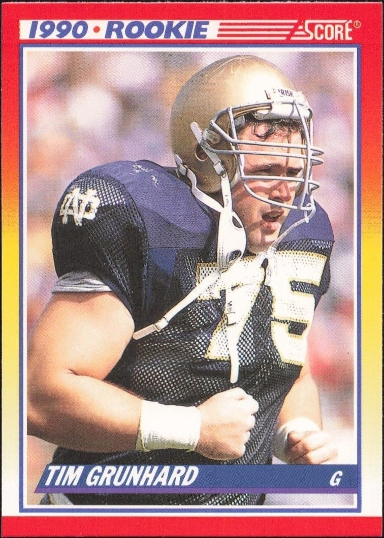 Tim Grunhard 1990 Score #646 Football Trading Card - Front 1990 Score Tim Grunhard #646 football trading card front