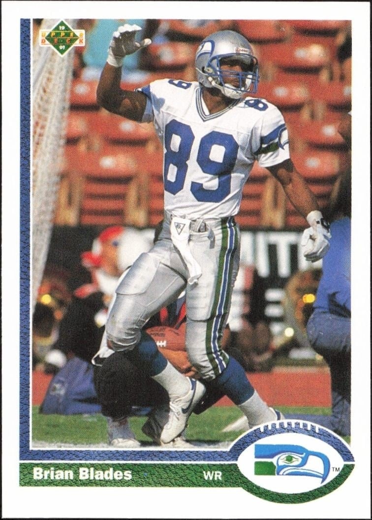 Brian Blades 1991 Upper Deck #116 Football Trading Card - Front 1991 Upper Deck Brian Blades #116 football trading card front