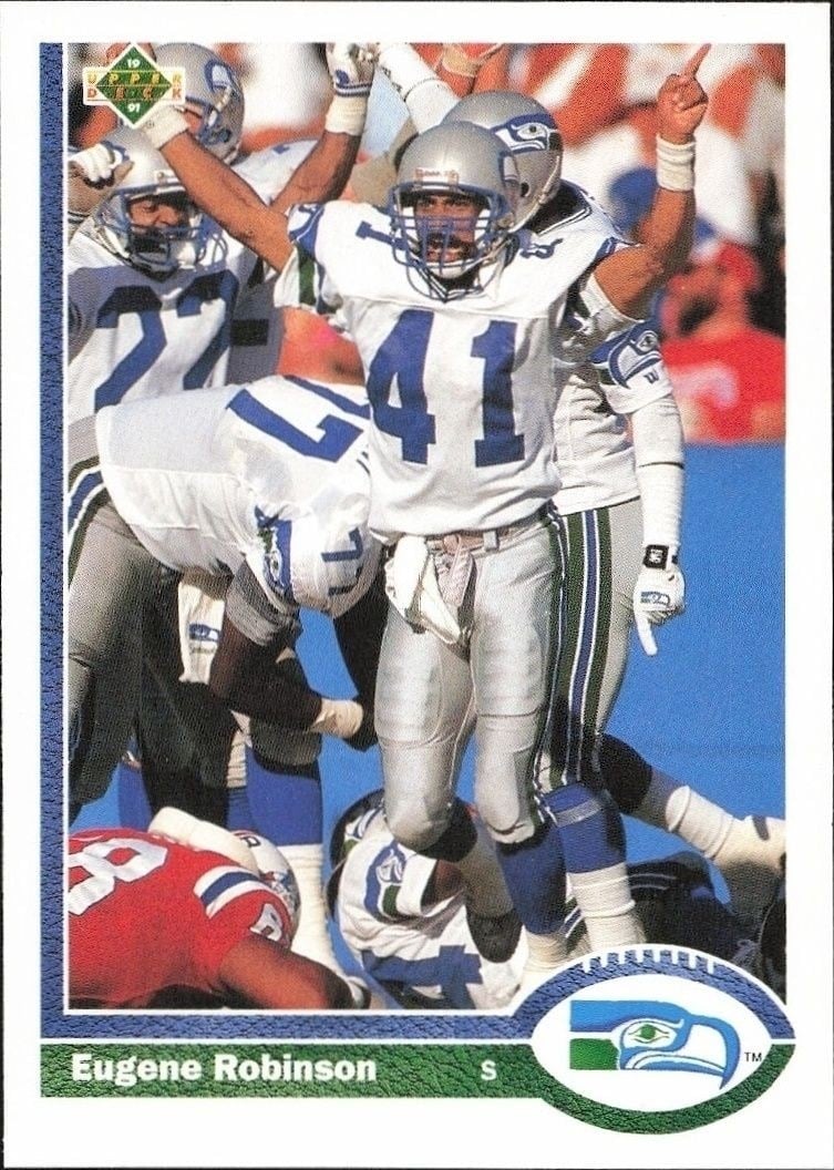 Eugene Robinson 1991 Upper Deck #120 Football Trading Card - Front 1991 Upper Deck Eugene Robinson #120 football trading card front