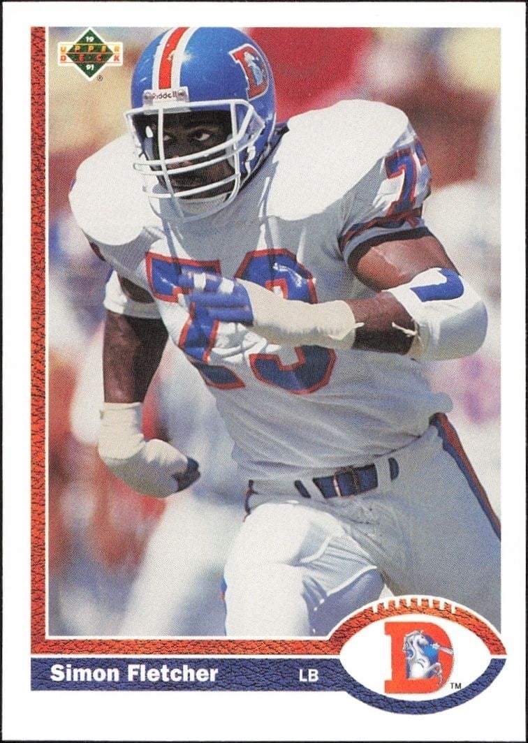 Simon Fletcher 1991 Upper Deck #396 Football Trading Card - Front 1991 Upper Deck Simon Fletcher #396 football trading card front