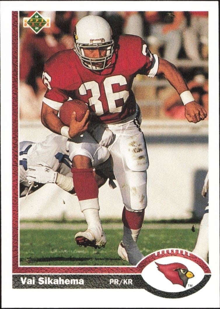 Vai Sikahema 1991 Upper Deck #114 Football Trading Card - Front 1991 Upper Deck Vai Sikahema #114 football trading card front