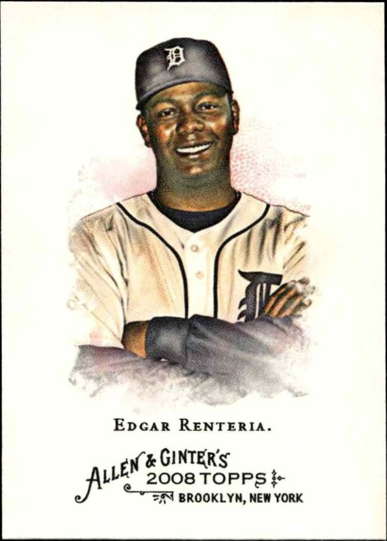 Edgar Renteria 2008 Topps Allen & Ginter #196 Baseball Trading Card - Front 2008 Topps Allen & Ginter Edgar Renteria #196 baseball trading card front