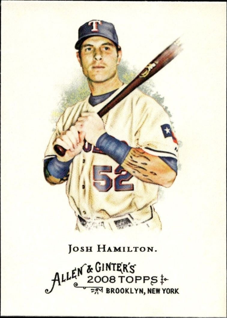 Josh Hamilton 2008 Topps Allen & Ginter #211 Baseball Trading Card - Front 2008 Topps Allen & Ginter Josh Hamilton #211 baseball trading card front