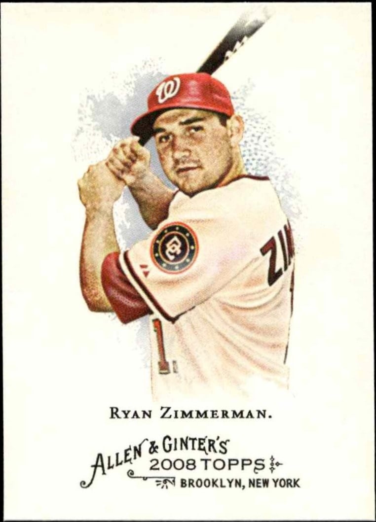 Ryan Zimmerman 2008 Topps Allen & Ginter #31 Baseball Trading Card - Front 2008 Topps Allen & Ginter Ryan Zimmerman #31 baseball trading card front