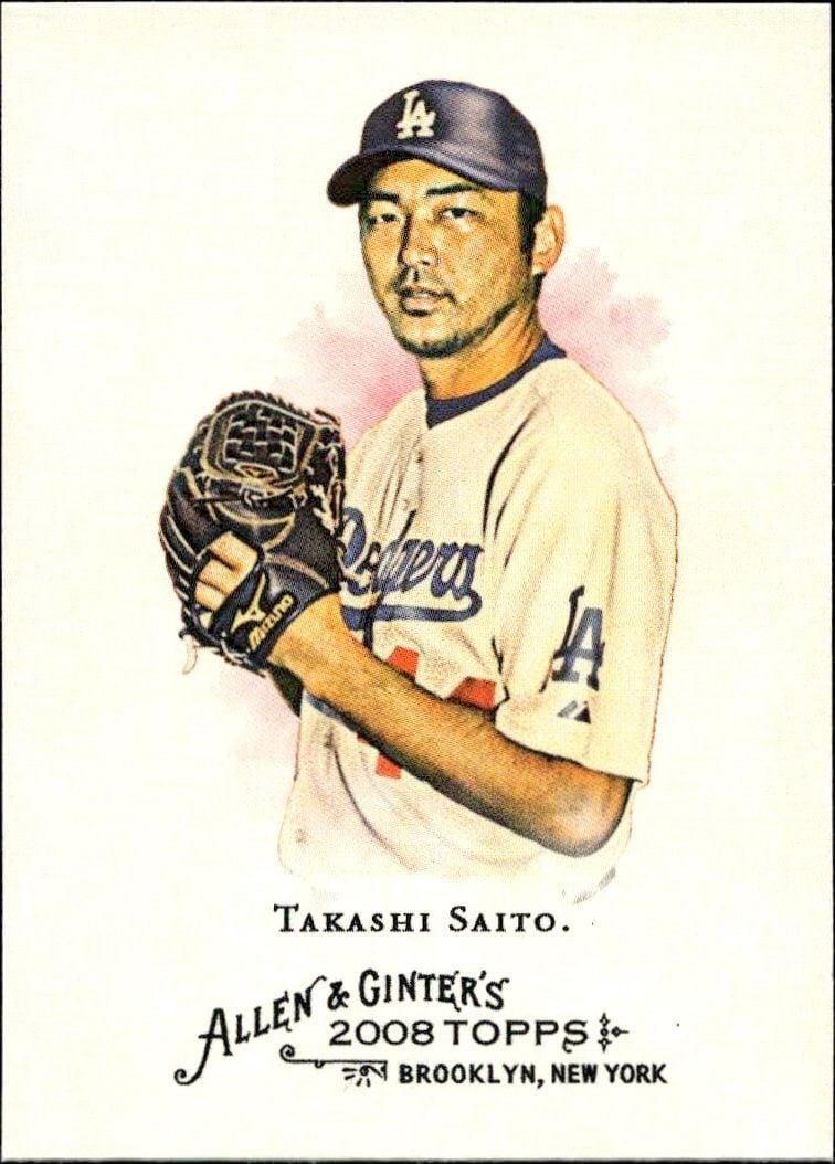 Takashi Saito 2008 Topps Allen & Ginter #54 Baseball Trading Card - Front 2008 Topps Allen & Ginter Takashi Saito #54 baseball trading card front