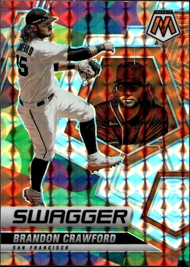 Brandon Crawford 2022 Panini Mosaic #SW-12 Baseball Trading Card - Front 2022 Panini Mosaic Brandon Crawford #SW-12 baseball trading card front