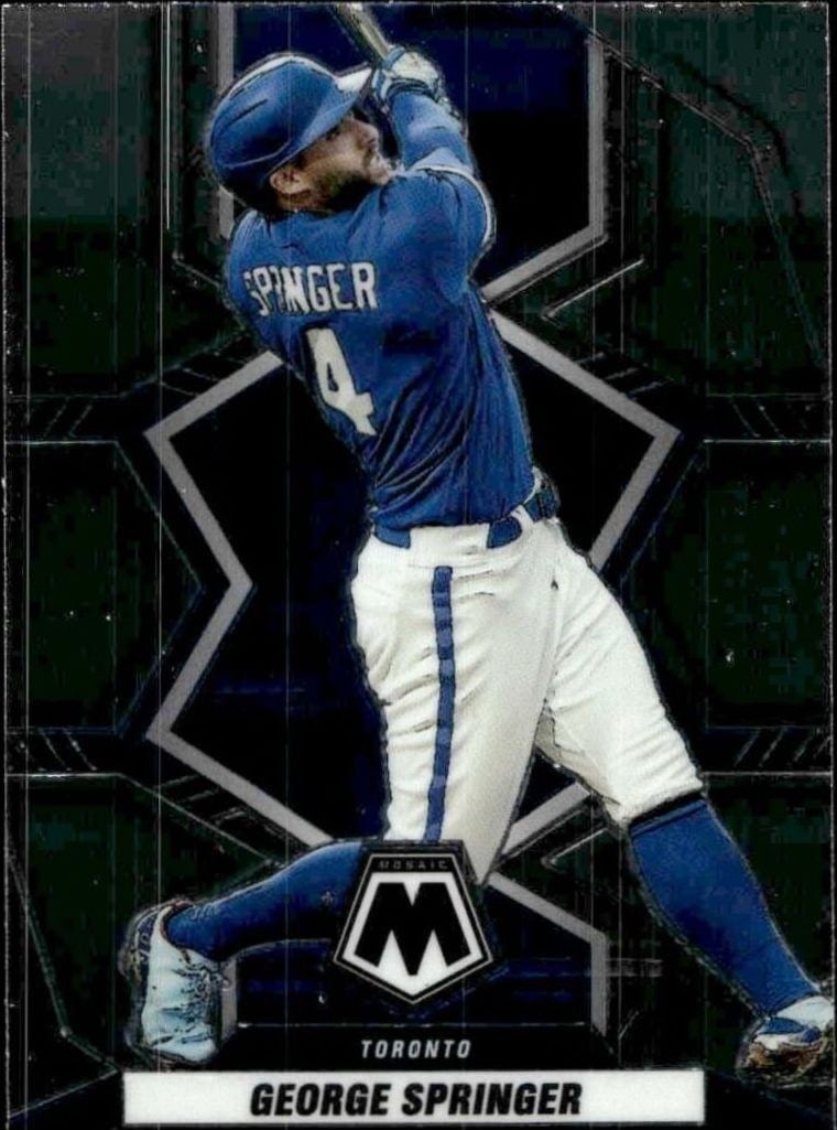 George Springer 2022 Panini Mosaic #168 Baseball Trading Card - Front 2022 Panini Mosaic George Springer #168 baseball trading card front