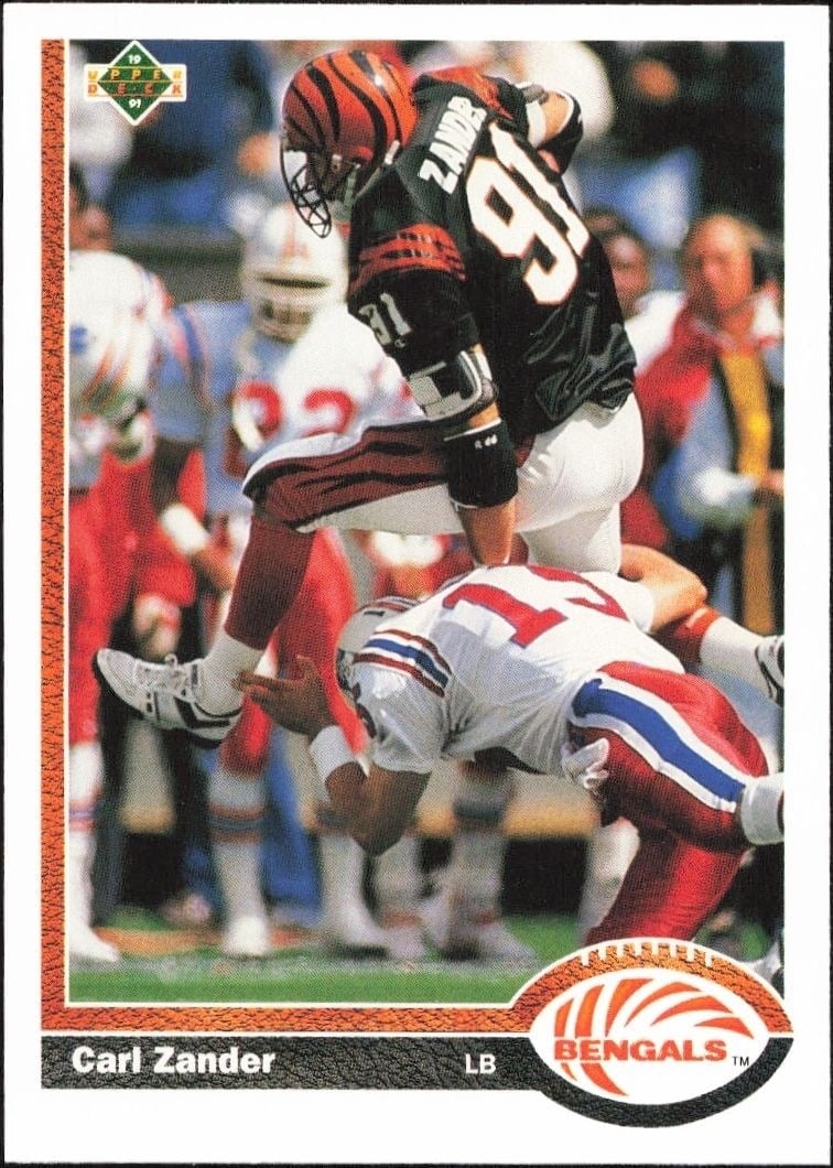 Carl Zander 1991 Upper Deck #223 Football Trading Card - Front 1991 Upper Deck Carl Zander #223 football trading card front