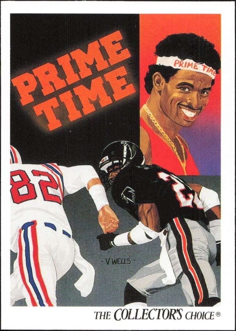 Deion Sanders 1991 Upper Deck #85 Football Trading Card - Front 1991 Upper Deck Deion Sanders #85 football trading card front