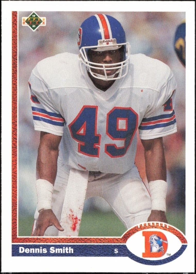 Dennis Smith 1991 Upper Deck #498 Football Trading Card - Front 1991 Upper Deck Dennis Smith #498 football trading card front