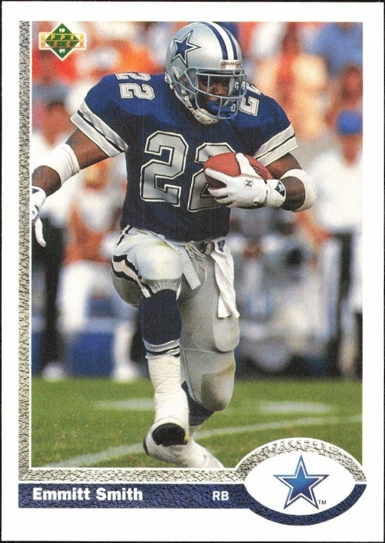 Emmitt Smith 1991 Upper Deck #172 Football Trading Card - Front 1991 Upper Deck Emmitt Smith #172 football trading card front