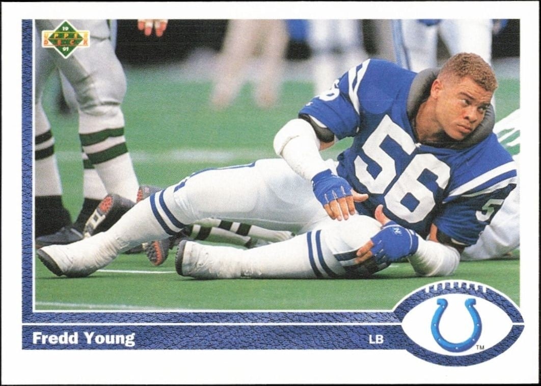 Fredd Young 1991 Upper Deck #179 Football Trading Card - Front 1991 Upper Deck Fredd Young #179 football trading card front