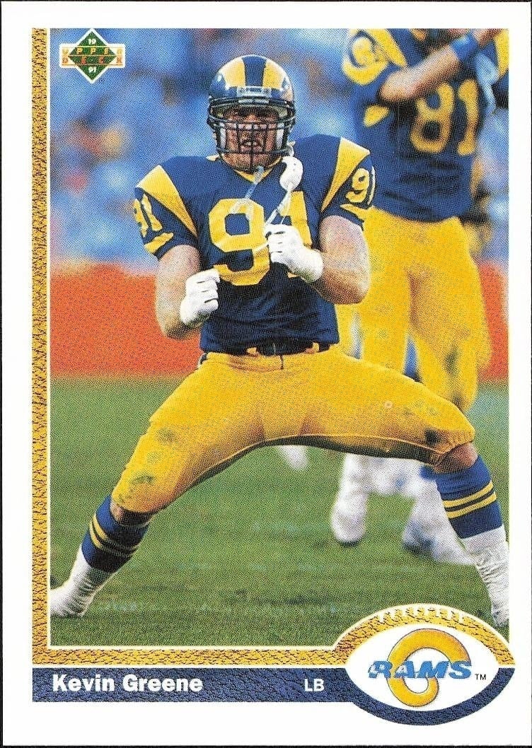 Kevin Greene 1991 Upper Deck #162 Football Trading Card - Front 1991 Upper Deck Kevin Greene #162 football trading card front