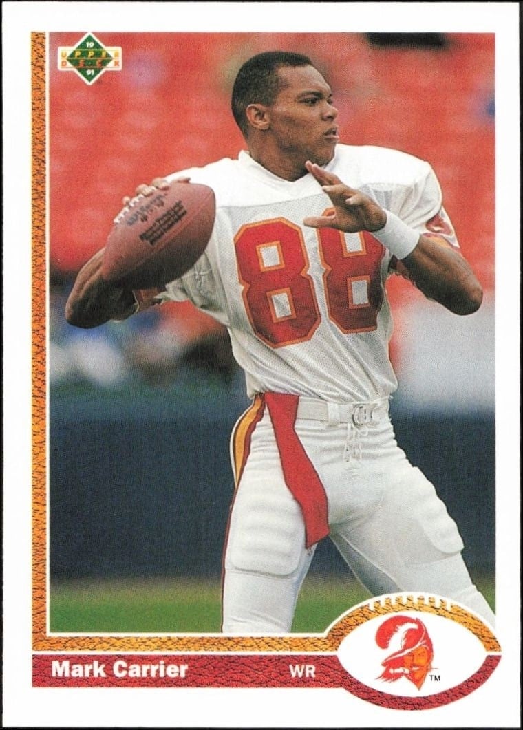 Mark Carrier 1991 Upper Deck #231 Football Trading Card - Front 1991 Upper Deck Mark Carrier #231 football trading card front
