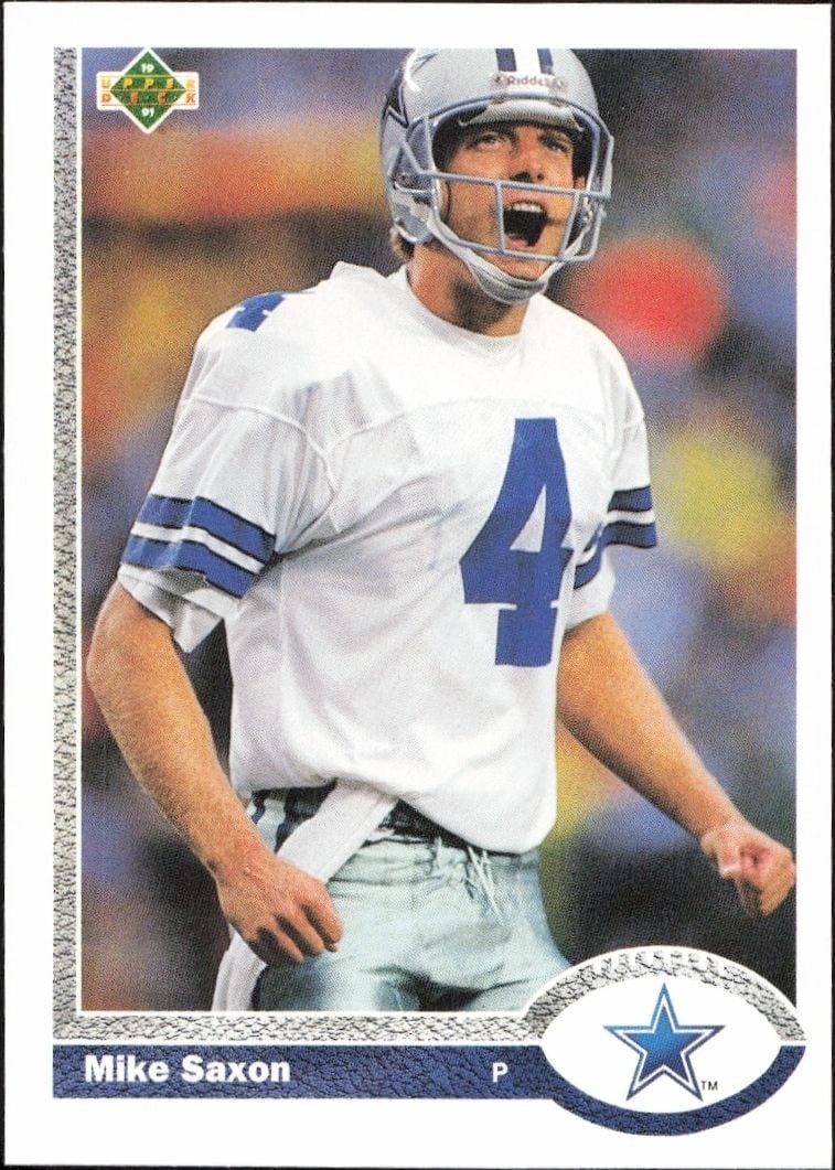 Mike Saxon 1991 Upper Deck #150 Football Trading Card - Front 1991 Upper Deck Mike Saxon #150 football trading card front