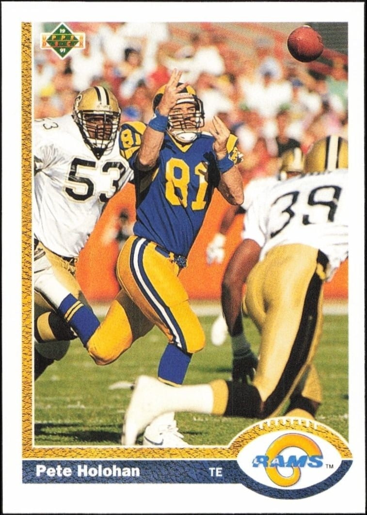 Pete Holohan 1991 Upper Deck #182 Football Trading Card - Front 1991 Upper Deck Pete Holohan #182 football trading card front