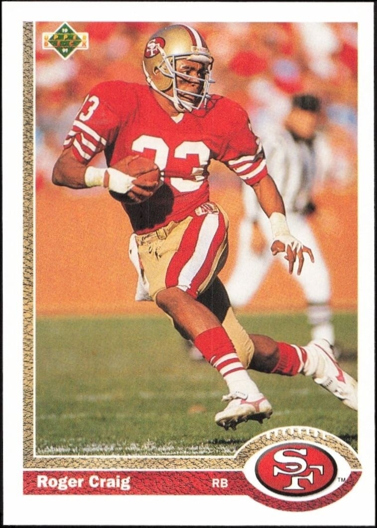 Roger Craig 1991 Upper Deck #143 Football Trading Card - Front 1991 Upper Deck Roger Craig #143 football trading card front