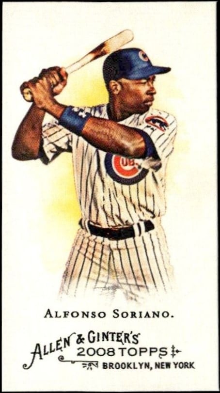 Alfonso Soriano 2008 Topps Allen & Ginter #160 Baseball Trading Card - Front 2008 Topps Allen & Ginter Alfonso Soriano #160 baseball trading card front